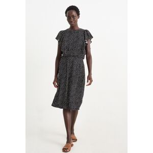 C&A Viskose-Kleid-gepunktet, Schwarz, Größe: 40 Weiblich