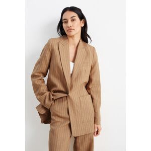 C&A Business-Leinen-Longblazer-Regular Fit-Nadelstreifen, Beige, Größe: 40 Weiblich