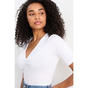 C&A Basic-T-Shirt mit Knotendetail, Weiss, Größe: M Weiblich