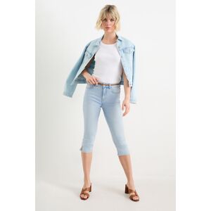 C&A Capri Jeans mit Gürtel-Mid Waist, Blau, Größe: 46 Weiblich