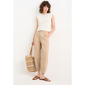 C&A Stoffhose-Mid Waist-Tapered Fit, Beige, Größe: 46 Weiblich