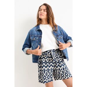 C&A Shorts-Mid Waist-gemustert, Blau, Größe: 46 Weiblich