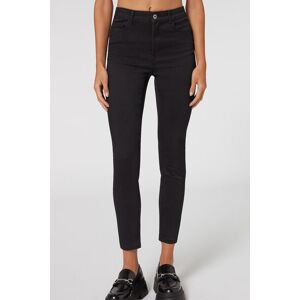 Calzedonia Skinny Push-up-Jeans aus Soft-Touch-Gewebe mit hohem Bund Frau Schwarz Größe XL