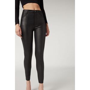 Calzedonia Skinny Leggings in Lederoptik Frau Schwarz Größe L