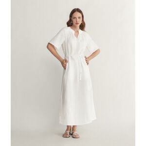 Falconeri Langes Kleid mit kurzen Ärmeln aus Leinen Frau Weiß Größe XS