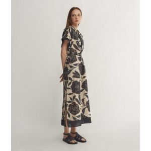 Falconeri Kleid mit kurzen Ärmeln aus bedrucktem Leinen Frau Pointillistischer Blumenprint Größe XS
