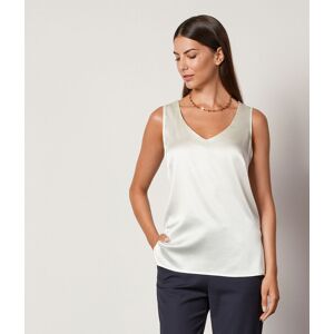 Falconeri Seiden-Tanktop mit V-Ausschnitt Frau Creme Größe M