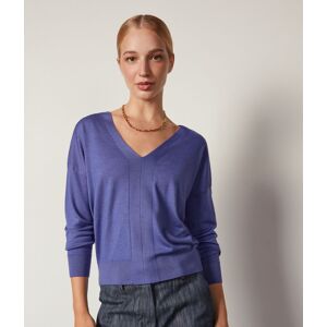 Falconeri Pullover mit V-Ausschnitt aus Kaschmir Ultrafine Frau Kleidungsstück Azulejos Tinto Größe L