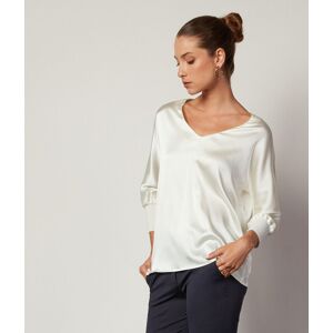 Falconeri Seidenbluse mit V-Ausschnitt Frau Creme Größe XS