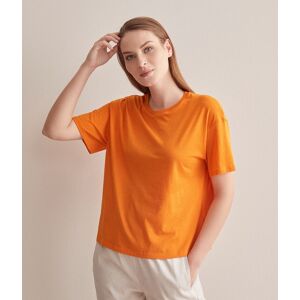Falconeri T-Shirt aus Baumwolle und Seide Frau Mandarine Größe L