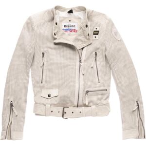 Blauer USA Moore Perforierte Damen Lederjacke XL Grau Beige