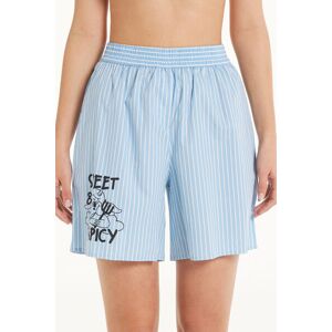 Tezenis Oversize-Shorts mit Nadelstreifenmotiv und Schriftzügen Frau Aufdruck Größe S