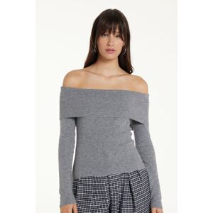 Tezenis Mittelschwerer schulterfreier Pullover mit langen Ärmeln und mit Wolle Frau Grau Größe M