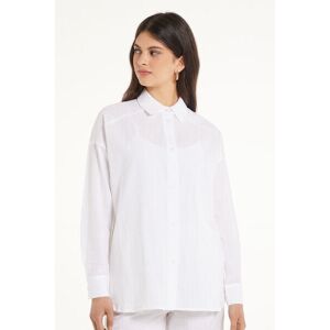 Tezenis Langarm-Bluse aus 100 % superleichter Baumwolle Frau Weiß Größe M