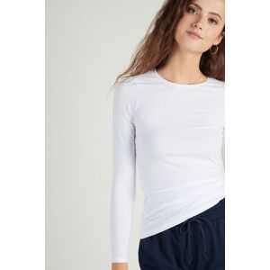 Tezenis Langarm-Shirt Rundhalsausschnitt aus Stretch-Baumwolle Frau Weiß Größe M