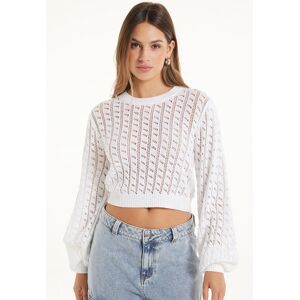 Tezenis Kurzer Langarm-Pullover mit Lochmuster Frau Weiß Größe M