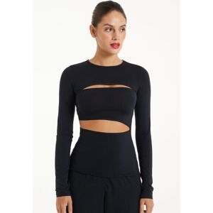 Tezenis Langarmshirt mit Cut-out aus Mikrofaser Frau Schwarz Größe S