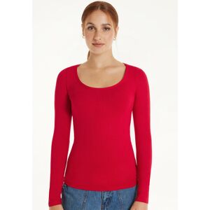 Tezenis Langarmshirt mit weitem Rundhalsausschnitt aus Viskose Frau Rot Größe S