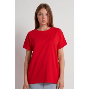 Tezenis Baumwoll-T-Shirt mit Kimono-Aufschlag Frau Rot Größe S