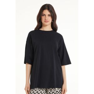Tezenis Oversize-T-Shirt aus Baumwolle mit Rundhalsausschnitt Frau Schwarz Größe S