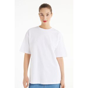 Tezenis T-Shirt aus Baumwolle mit Rundhalsausschnitt und Rissen Frau Weiß Größe L