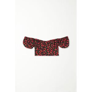 Tezenis Crop-Top aus plissiertem Viskose-Tuch Frau Schwarz Größe L
