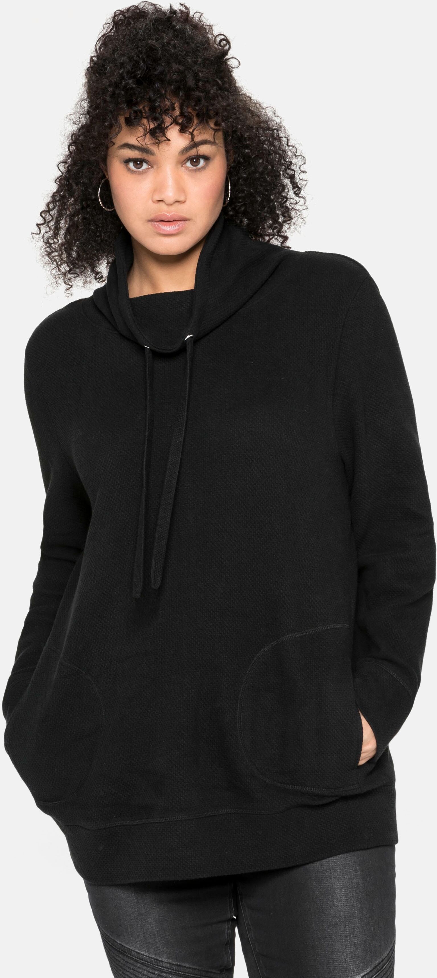 Sheego Sweatshirt, in Strukturqualität schwarz  40/42 44/46 48/50 52/54 56/58