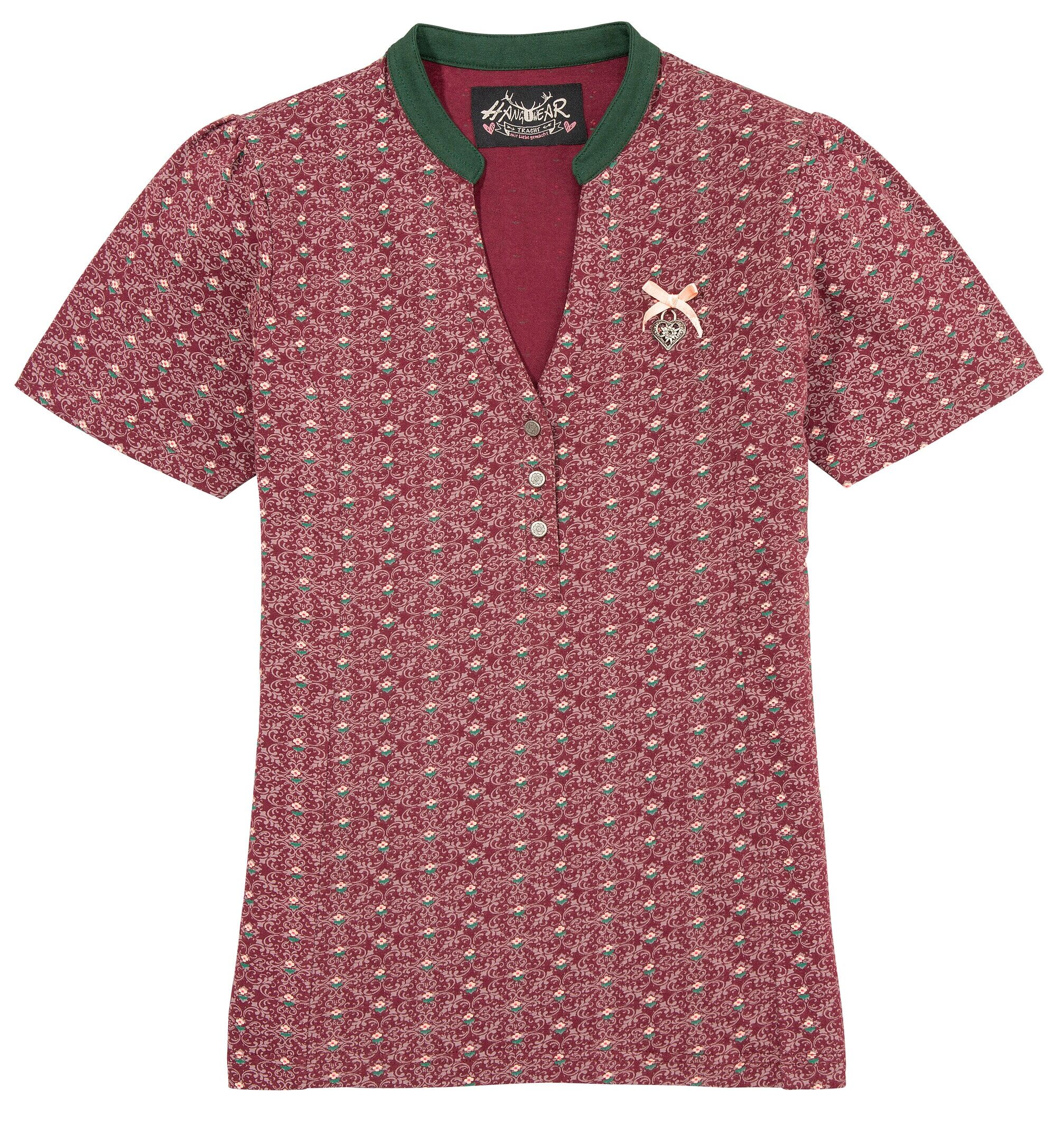 Hangowear Trachtenshirt »Agany«, Damen, besonders elastisch mit V-Ausschnitt rot  L (40) M (38) S (36) XL (42) XS (34) XXL (44) XXXL (46)