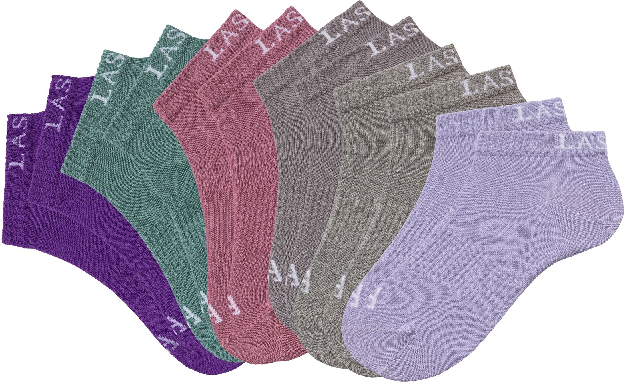 LASCANA ACTIVE Sneakersocken, (6 Paar), mit eingestricktem Marken Logo rosa  35/38 39/42