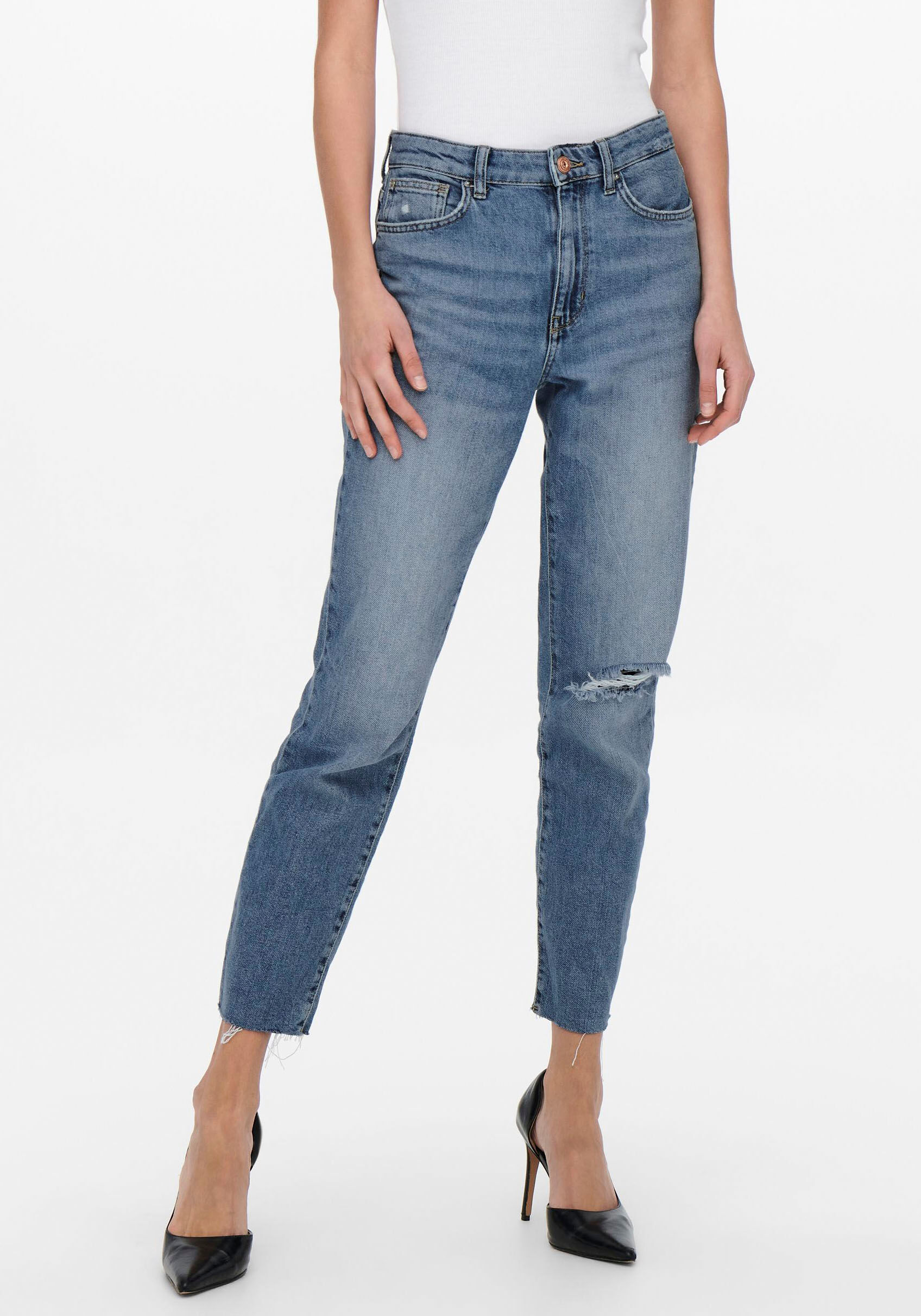 Only Straight-Jeans »ONLEMILY HW ST CR AK DT DOT308« blau Größe 26 27 28 29 30 31 32