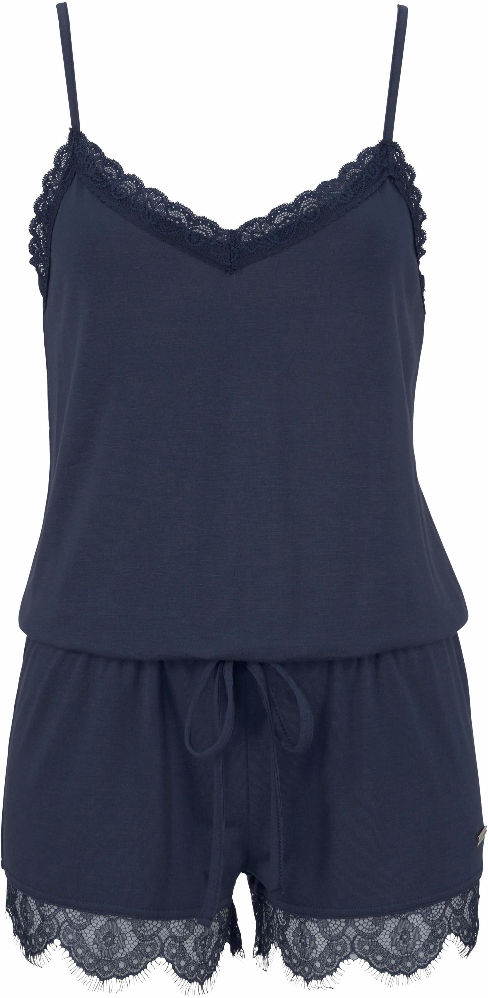 LASCANA Playsuit, mit Spitzensaum blau Größe 32 34 36 38 40 42 44 46