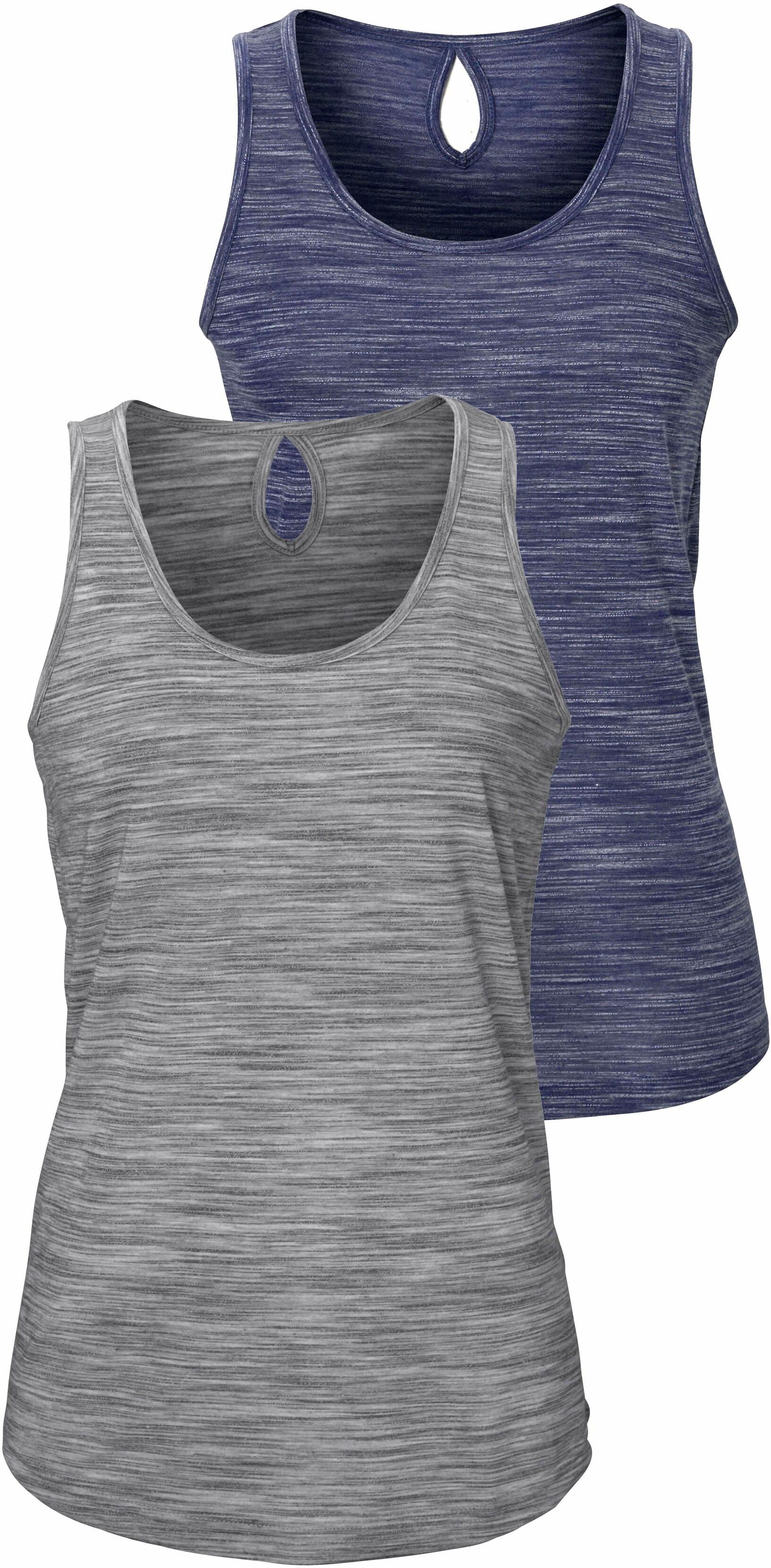 Beachtime Tanktop, (2er-Pack), mit kleinem Cut-Out im Nacken blau Größe 32/34 36/38 40/42 44/46 48/50