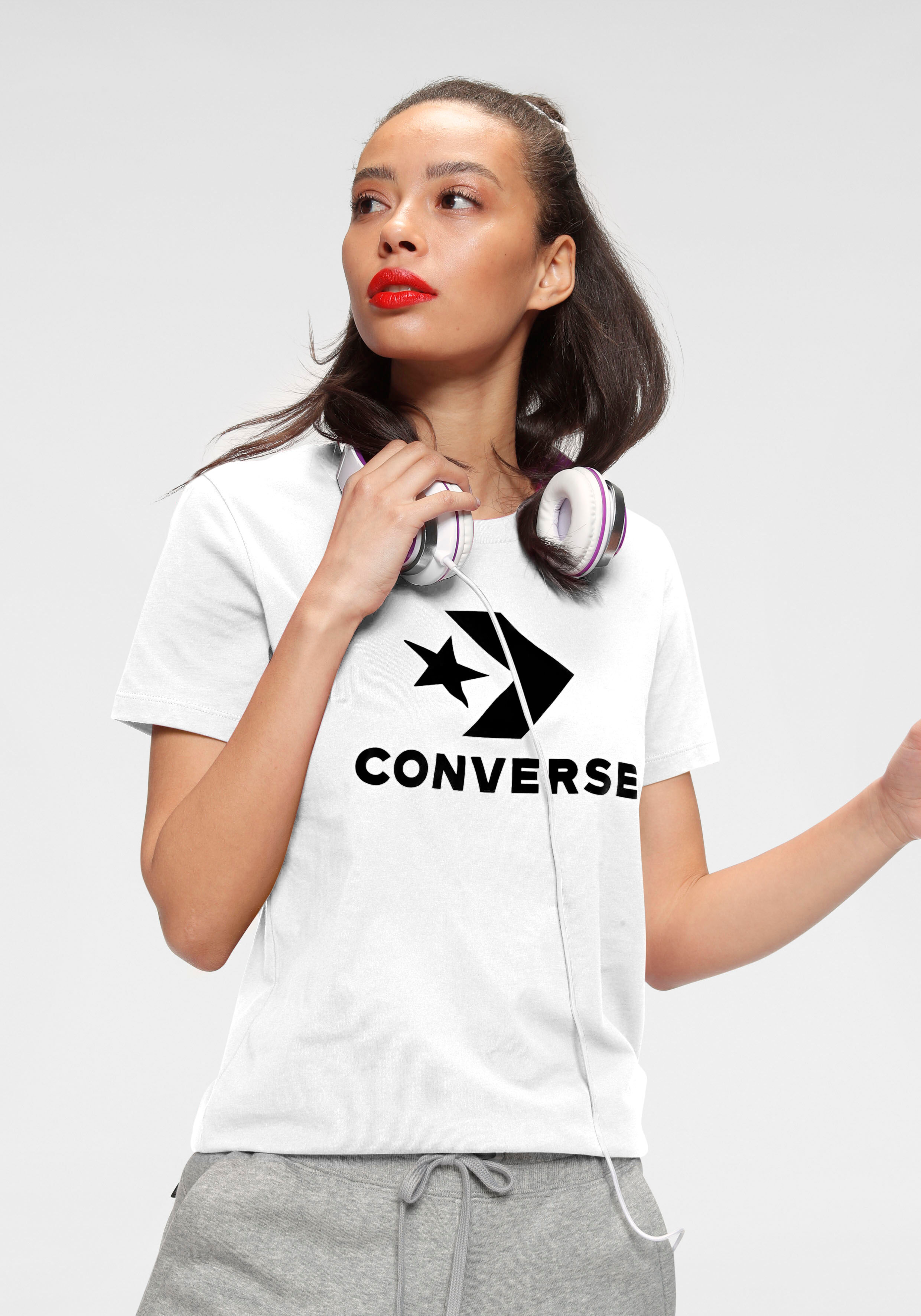 Converse T-Shirt »STAR CHEVRON CENTER FRONT TEE« weiss Größe L (38) M (36) S (34) XL (40) XS (32)