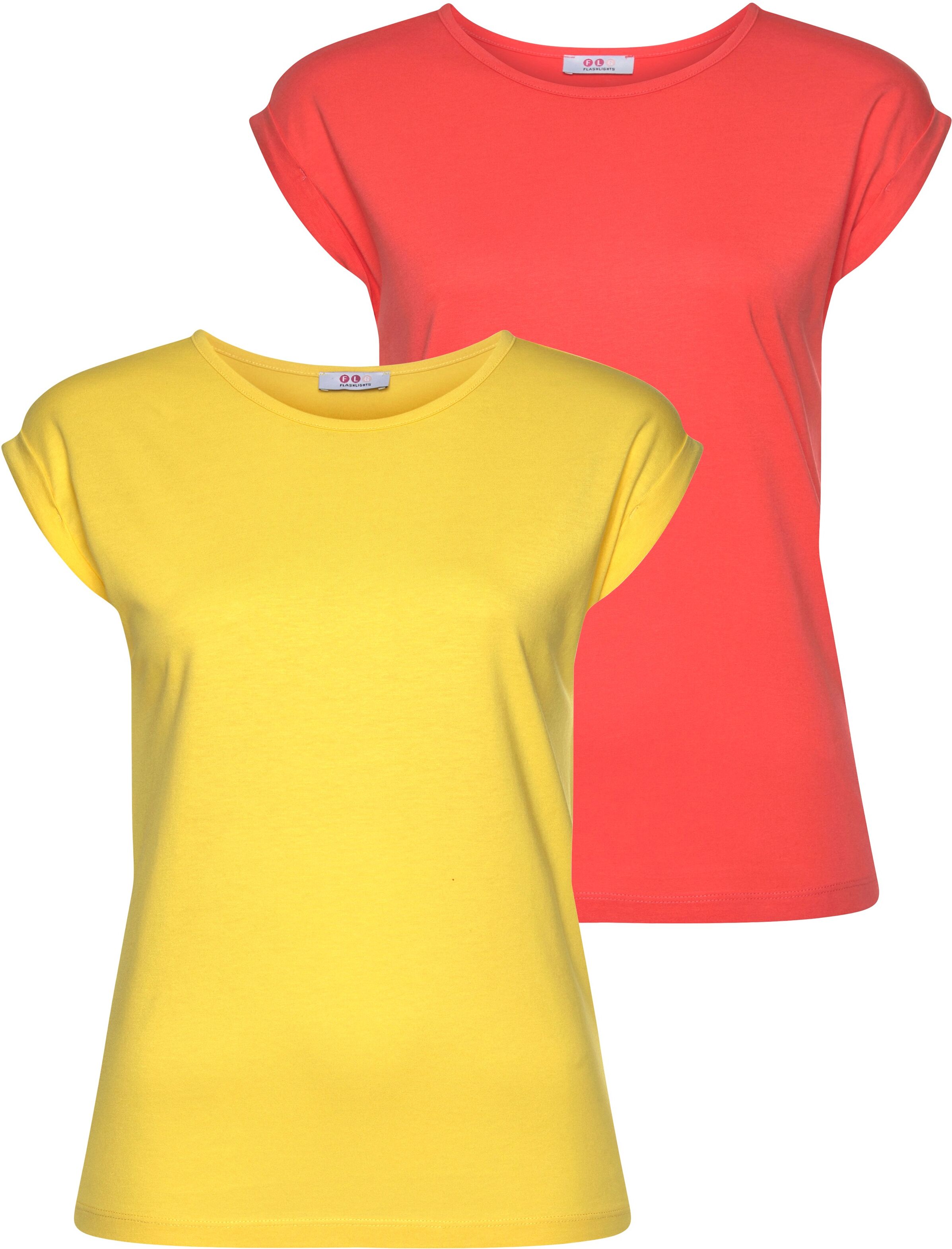 Flashlights T-Shirt, (2er-Pack), mit überschnittenen Schultern & kleinem... gelb Größe 32/34 36/38 40/42 44/46 48/50 52/54