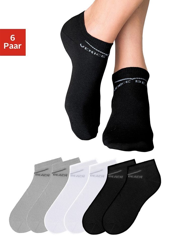 Venice Beach Sneakersocken, (6 Paar), perfekte Passform durch LYCRA-Anteil schwarz Größe 31-34 35-38 39-42