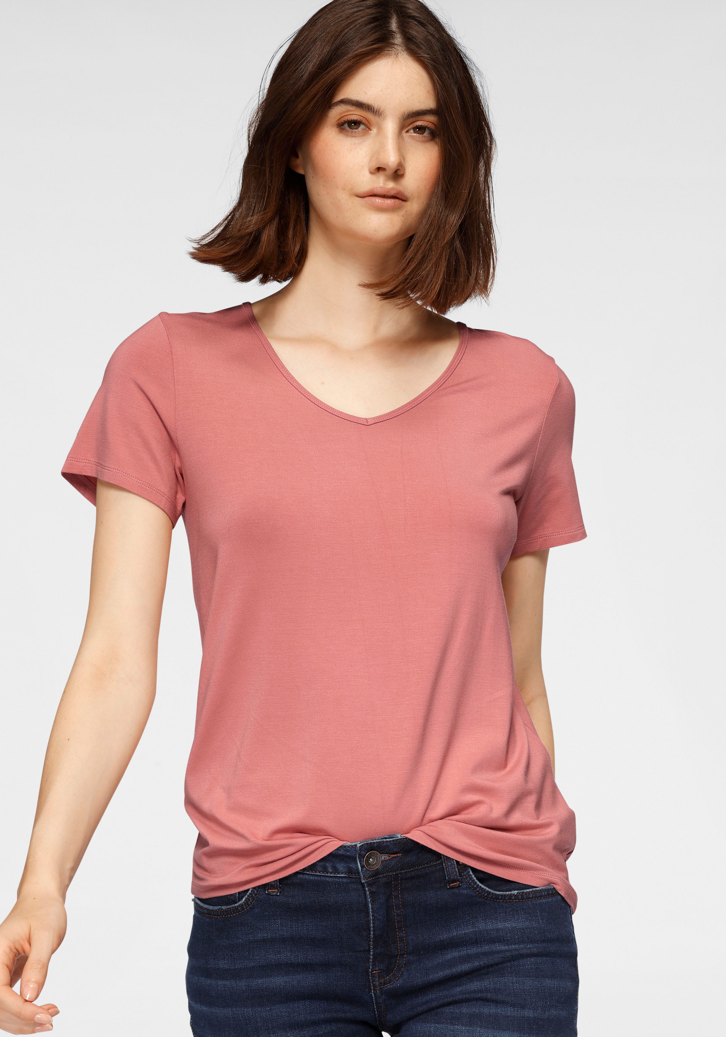 GOODproduct V-Shirt, nachhaltig aus LENZING™ ECOVERO™ Viskose rosa Größe 36 38 40 42 44 46 48