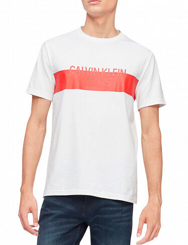 Calvin Klein T-Shirt Herren, weiss-rot