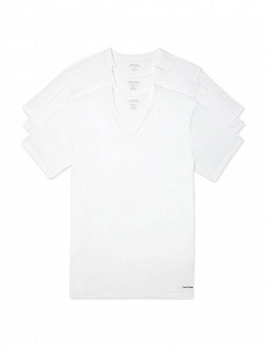 Calvin Klein Herren T-shirt, V-Ausschnitt, weiss