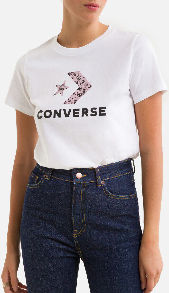 CONVERSE Figurbetontes T-Shirt mit Logo vorne VIOLETT