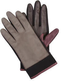 Otto Kessler Lammnappa-Neopren-Handschuh, Taupe/Bordeaux/Lila, 6,5 - Taupe/Bordeaux/Lila