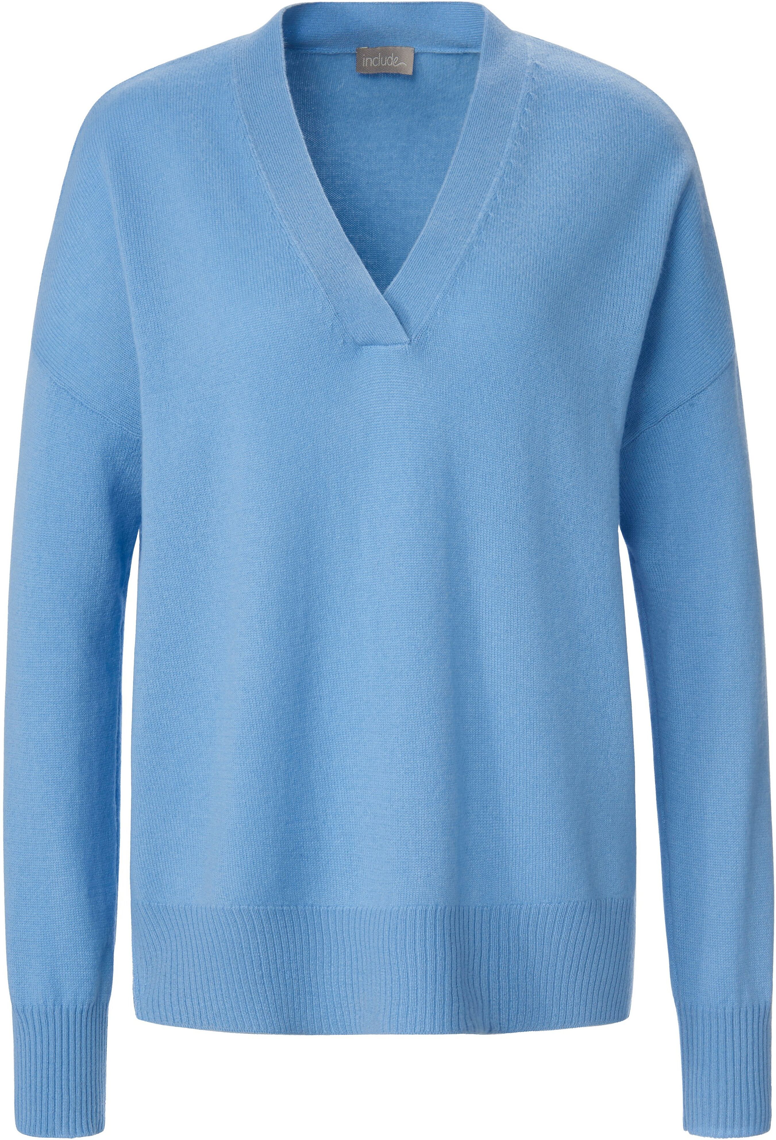 include V-Pullover aus 100% Kaschmir include blau Damen 46/48