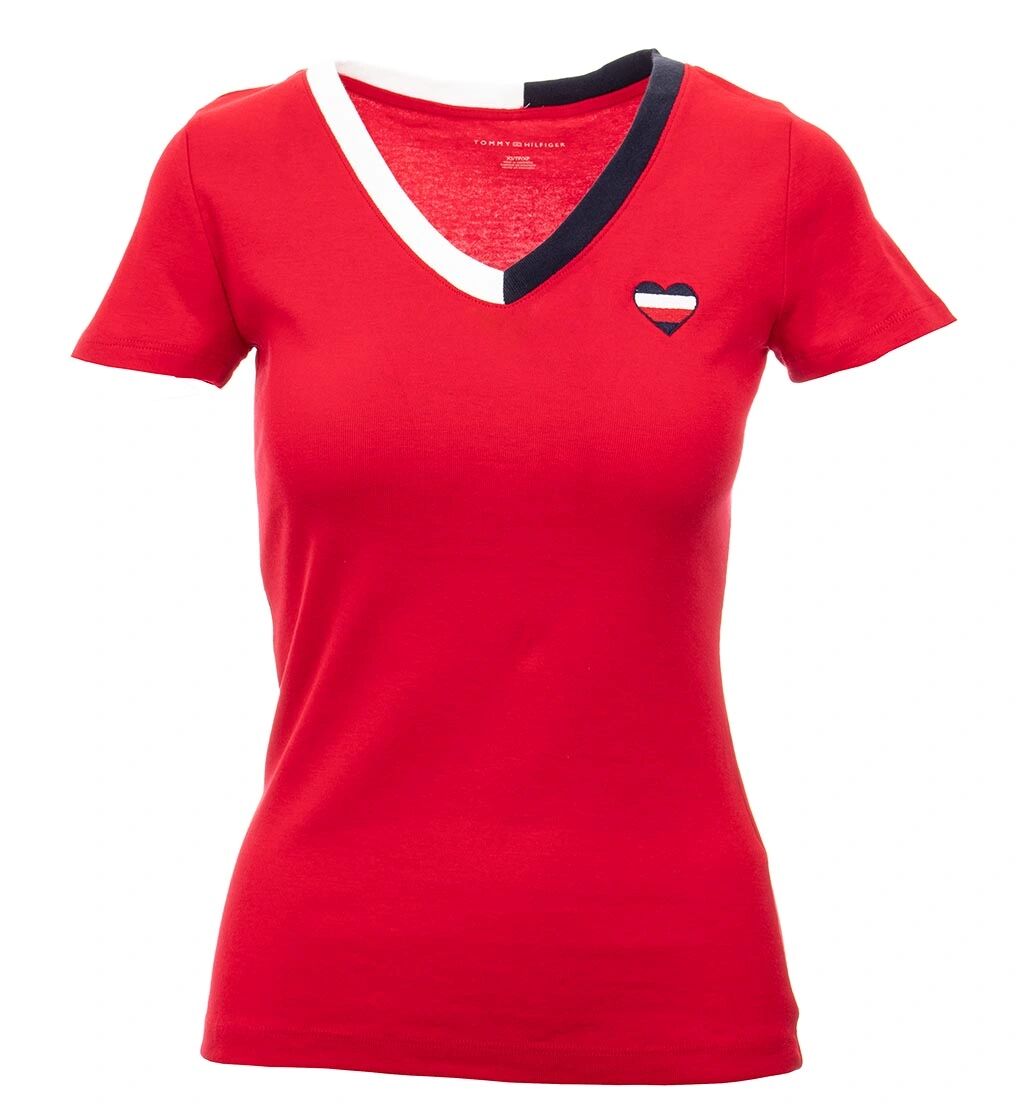 Tommy Hilfiger dámské tričko červené Velikost: XS