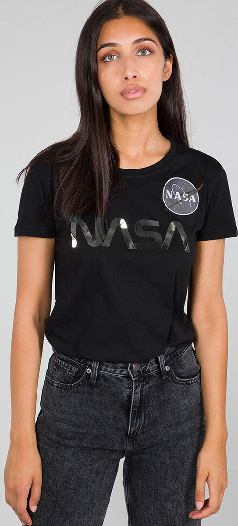 Alpha Industries NASA PM Dámská trička XL Černá Stříbrná