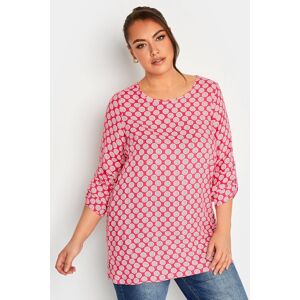 Yours – Gepunktete Bluse In Rot Mit Abstraktem Muster, Große Größen Für Damen, Yours 58-60