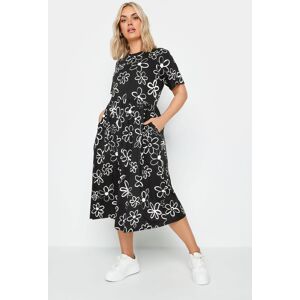 Yours – Geblümtes Midaxikleid Aus Reiner Baumwolle In Schwarz Mit Kritzelprint, Große Größen Für Damen, Yours 58-60