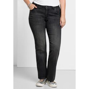 Sheego Bootcut-Jeans in 5-Pocket-Form, mit Used-Effekten, black Denim, Gr.108