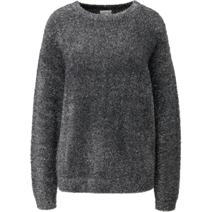 Strickpullover S.OLIVER Gr. 36, grau (grey, black) Damen Pullover Rundhalspullover aus Effektgarn