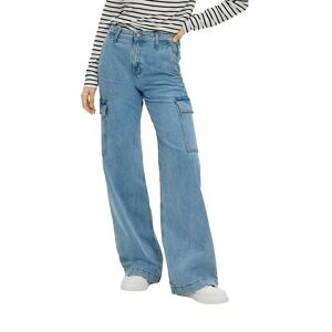 Weite Jeans S.OLIVER Gr. 40, Länge 30, blau (mid blue) Damen Jeans Weite mit weitem Bein und hohem Bund