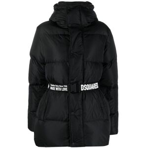 Dsquared2 logo-print belted puffer - Schwarz 36/38/40/42/44 Female