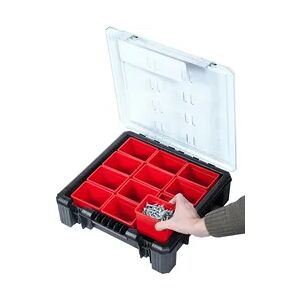 PROREGAL Sortierkasten mit 12 herausnehmbaren Boxen   HxBxT 11x39x40cm   Schwarz/Rot